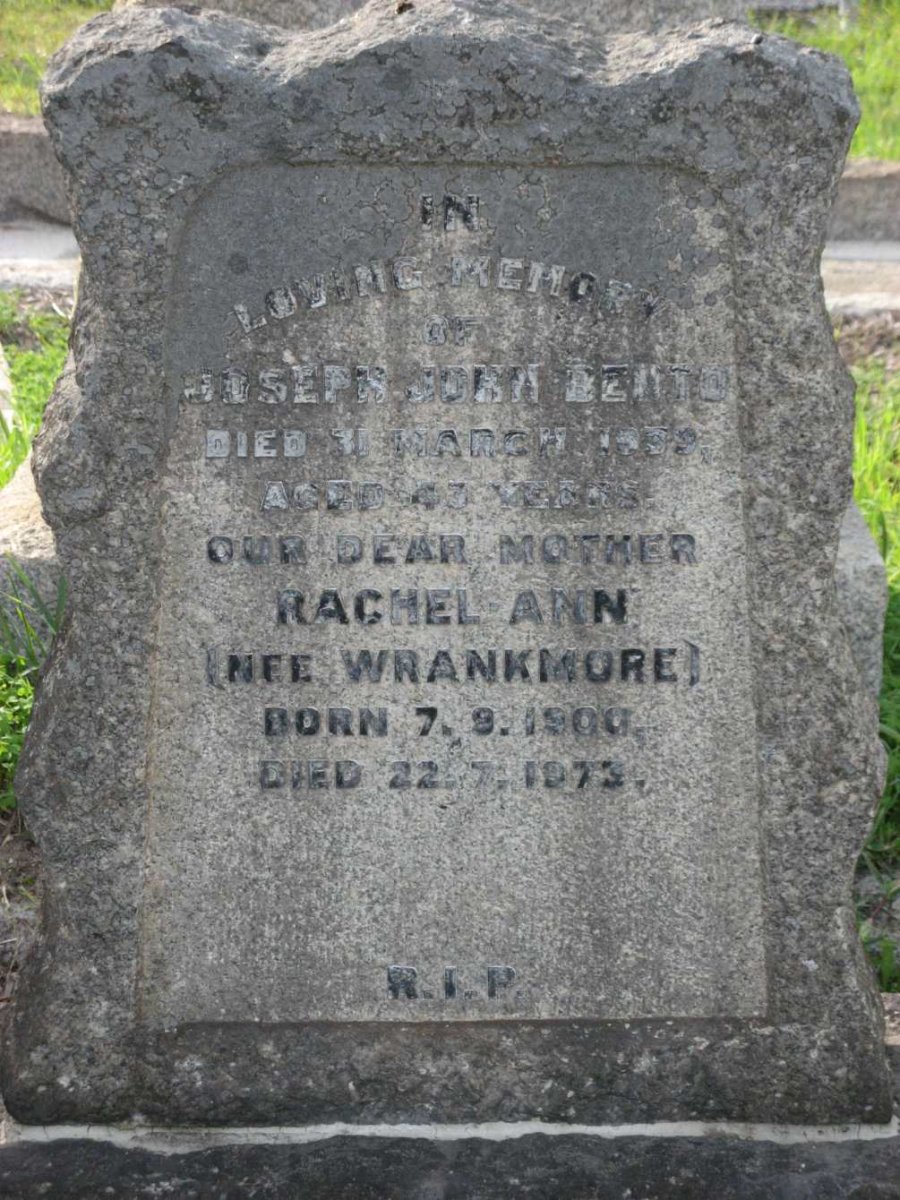 BENTO Joseph John -1939 &amp; Rachel Ann WRANKMORE 1900-1973