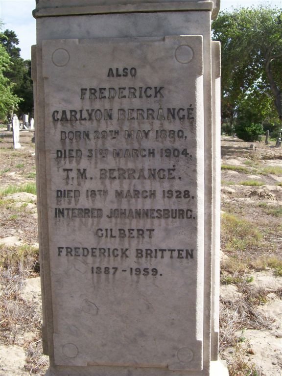 BERRANGé Frederick Carlyon 1880-1904 :: BERRANGé T.M.  -1928 :: BRITTEN Gilbert Frederick 1887-1959