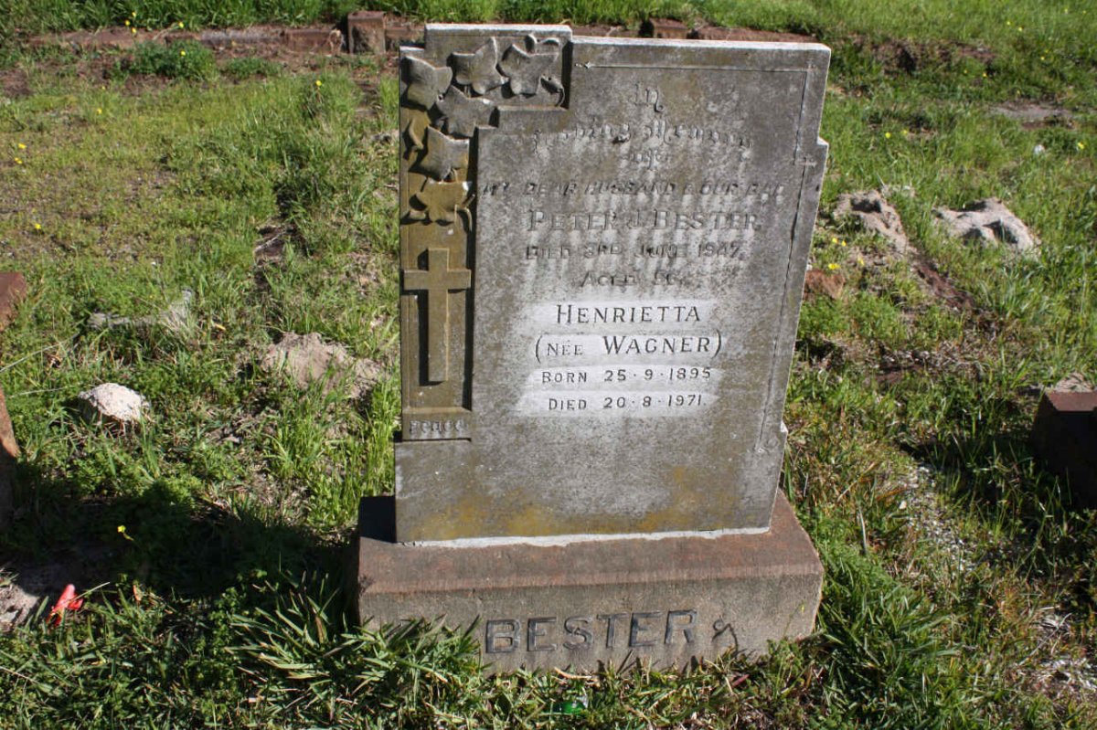 BESTER Peter J. -1947 &amp; Henrietta WAGNER 1895-1971