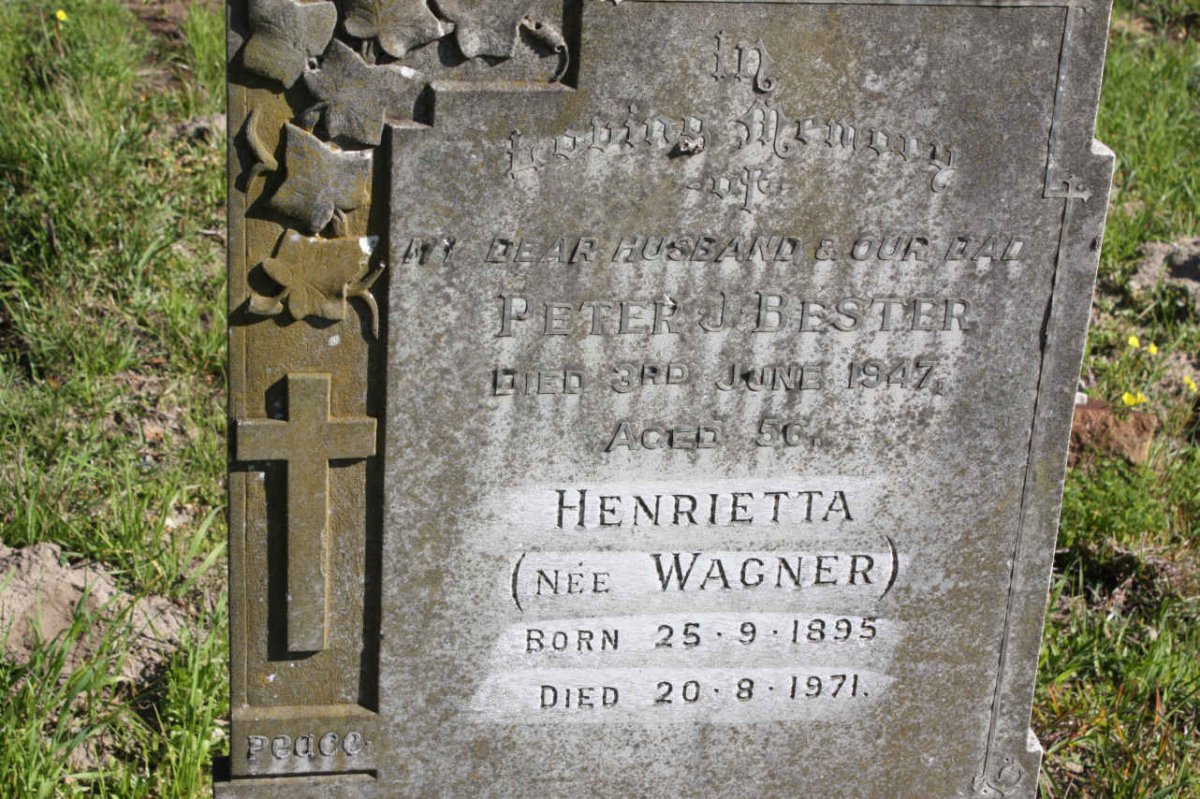 BESTER Peter J. -1947 &amp; Henrietta WAGNER 1895-1971