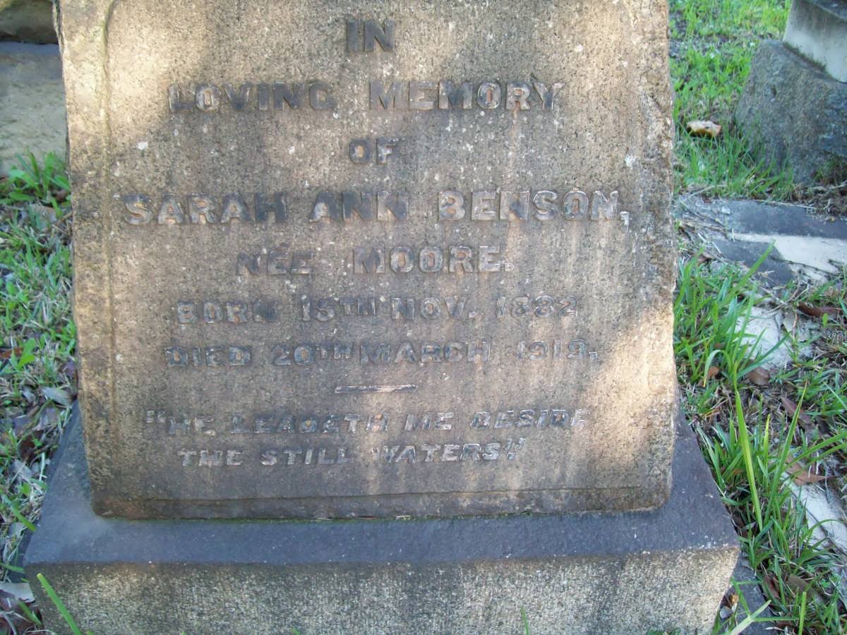 BENSON Sarah Ann nee MOORE 1882-1919