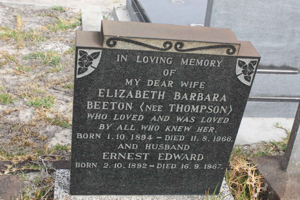 BEETON Ernest Edward 1892-1967 &amp; Elizabeth Barbara THOMPSON 1894-1966