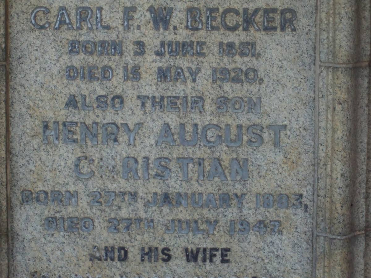 BECKER Carl F.W. 1851-1920 :: BECKER Henry August Christian 1903-1942 &amp; ??