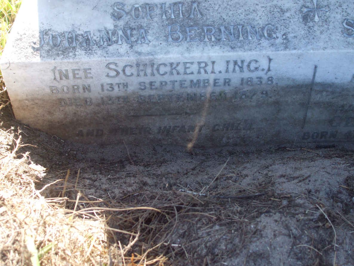 BERNING Sophia Johanna nee SCHICKERLING 1838-1879 :: BERNING Infant child