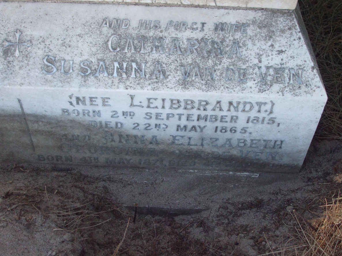 VEN Catharina Susanna, van de nee LEIBBRANDT 1815-1865 :: VAN DE VEN Anna Elizabeth G.  187?-?