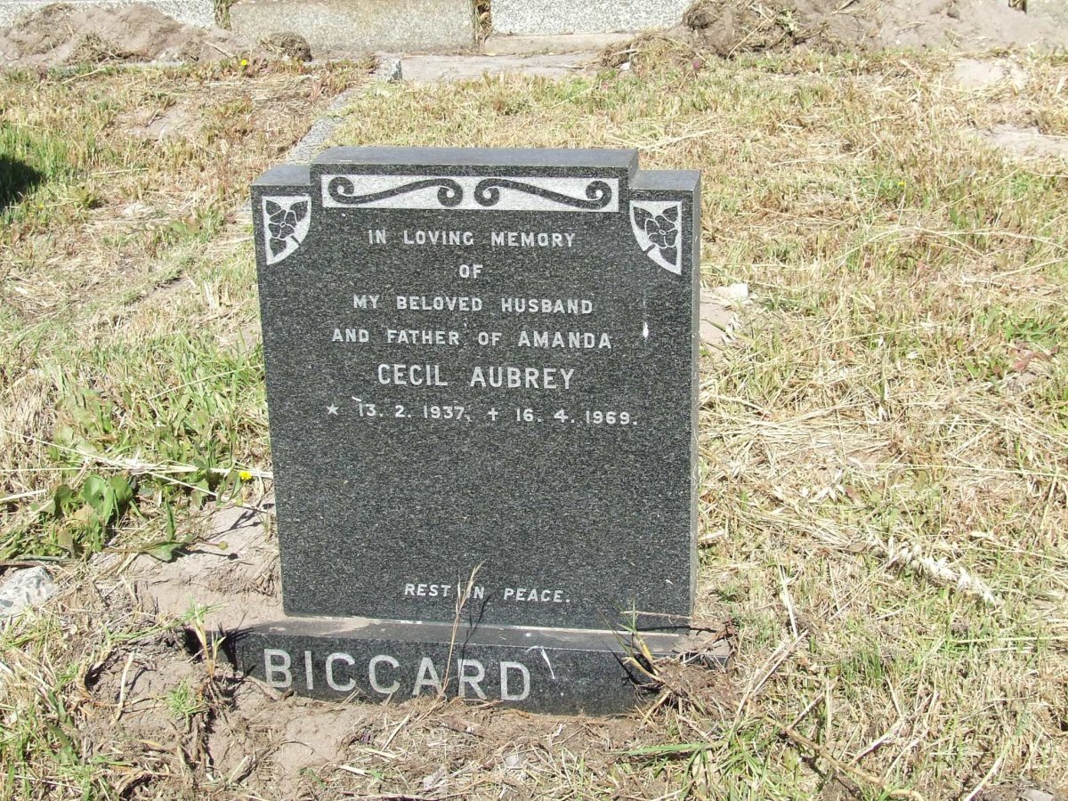 BICCARD Cecil Aubrey 1937-1969