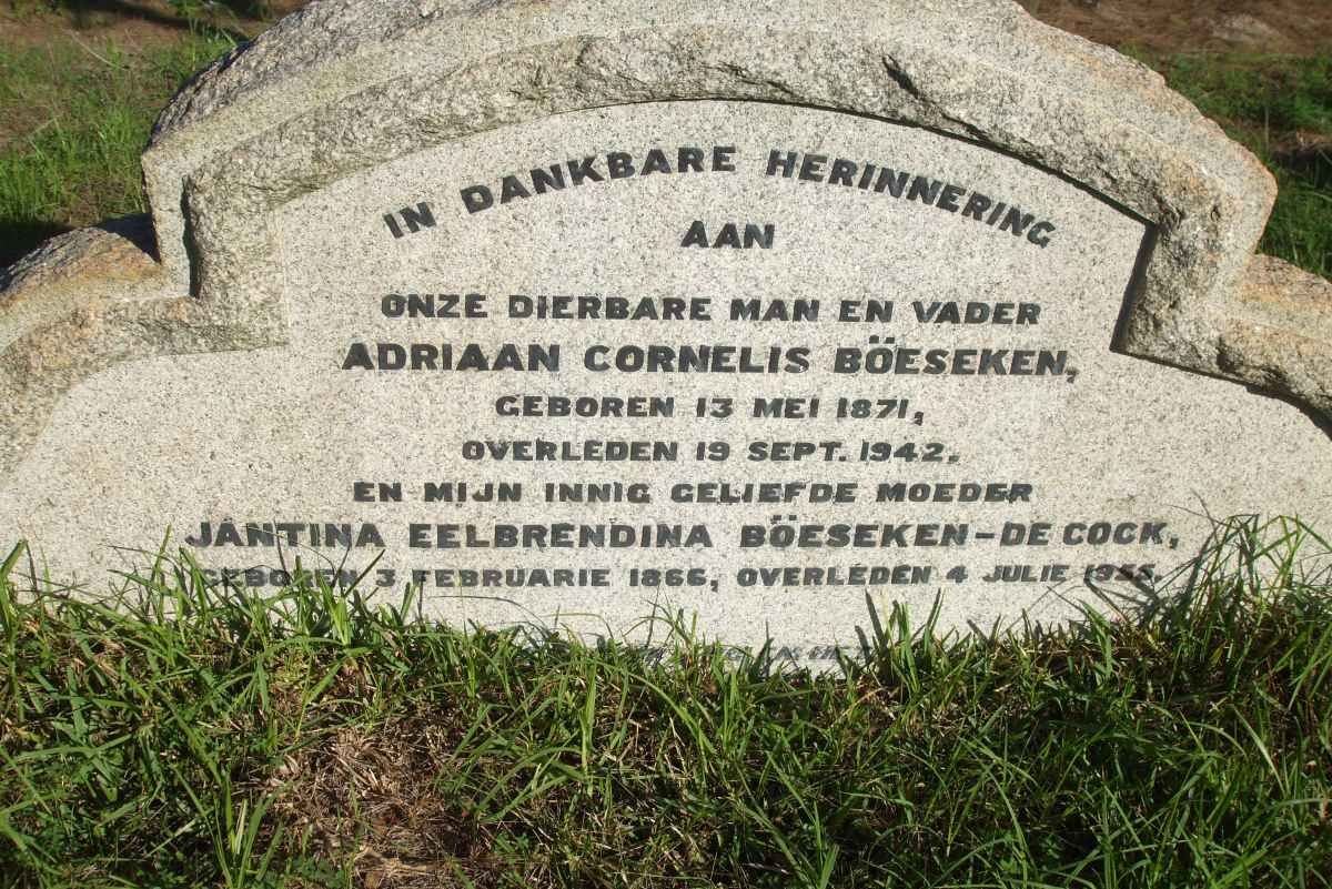 BOESEKEN Adriaan Cornelis 1871-1942 &amp; Jantina Eelbrendina DE COCK 1866-1955