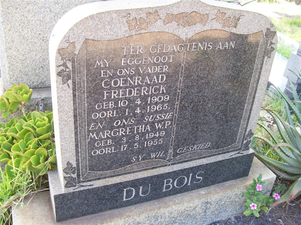 BOIS Coenraad Frederick, du 1909-1965 :: DU BOIS Margaretha W.P. 1949-1955