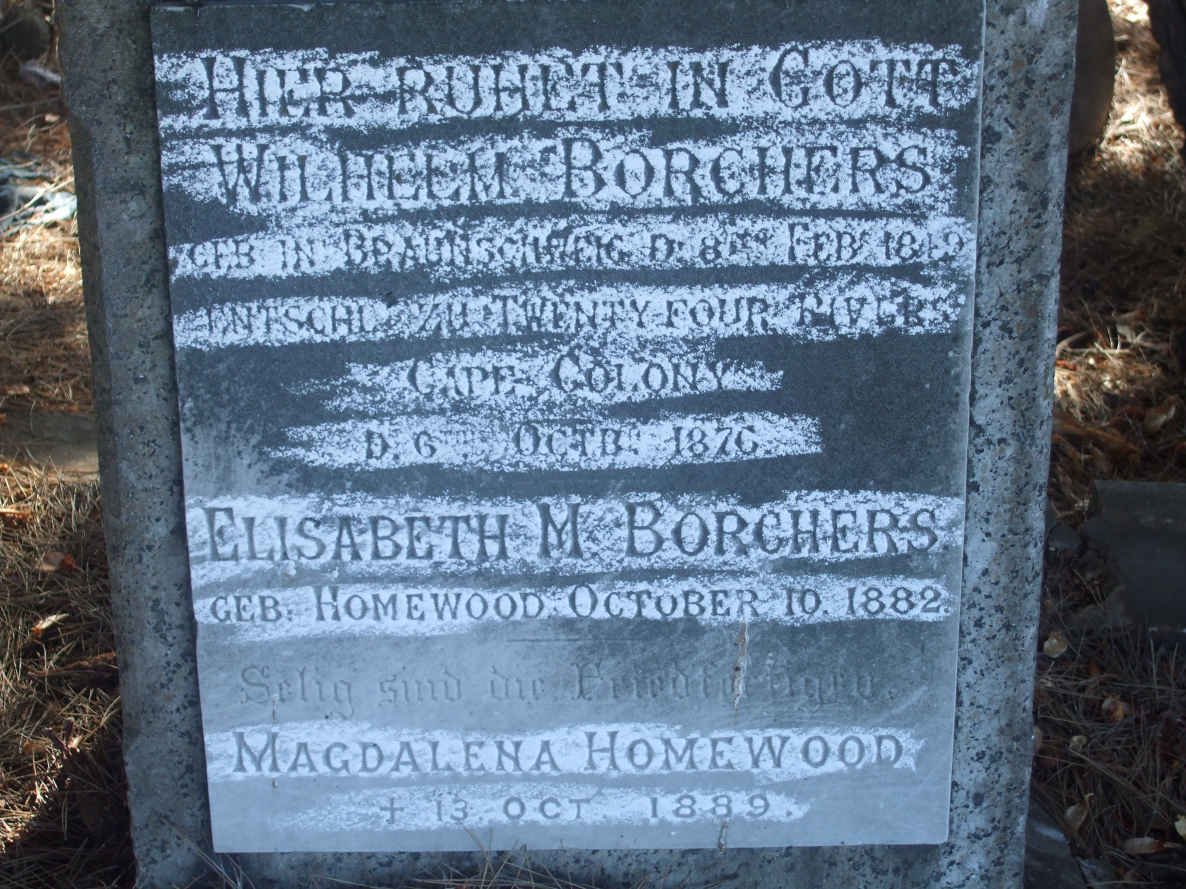 BORCHERS Wilhelm 1849-1876 &amp; Elisabeth M. HOMEWOOD -1882 :: HOMEWOOD Magdalena -1889