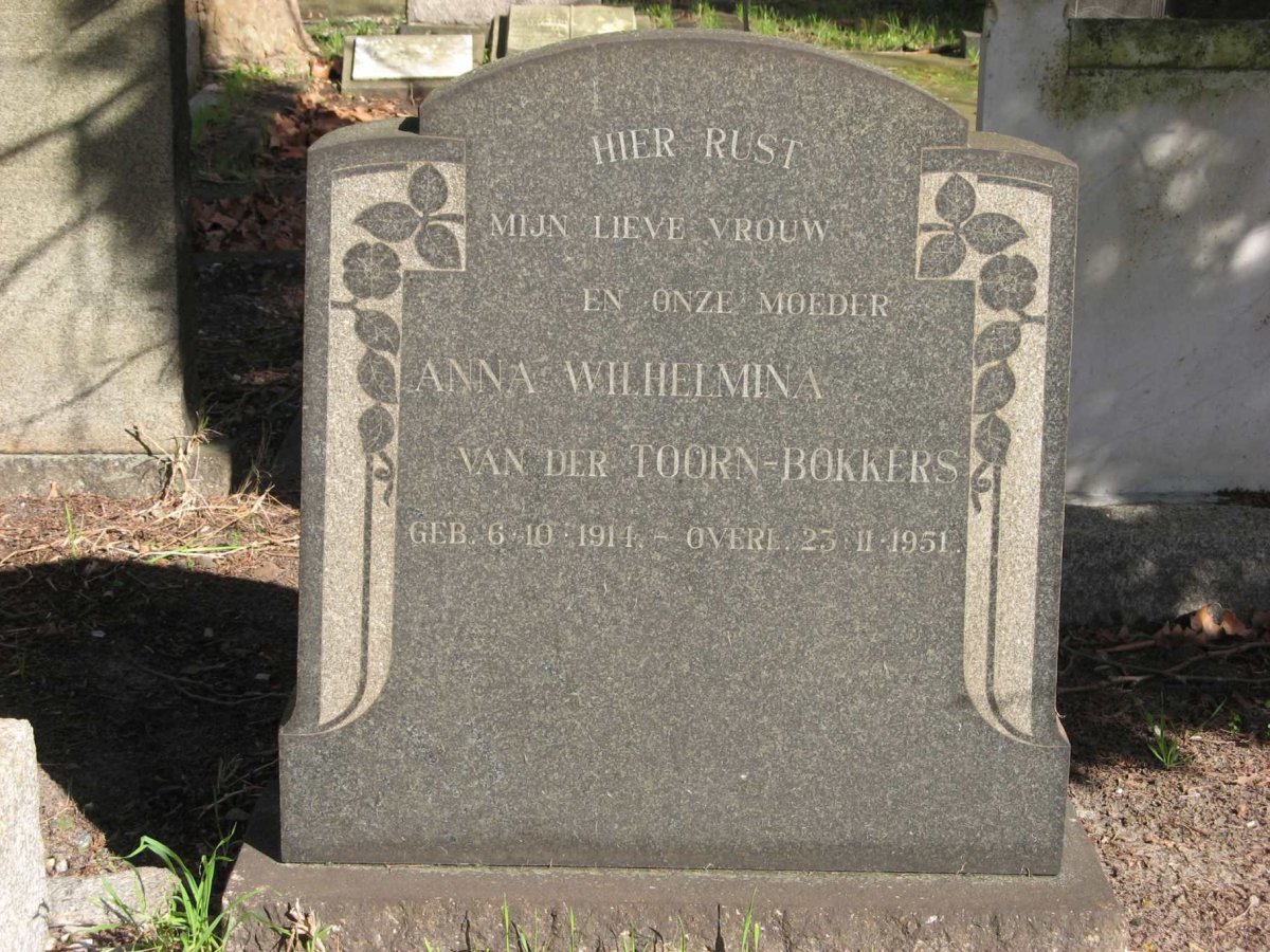 BOKKERS Anna Wilhelmina, VAN DER TOORN 1911-1951