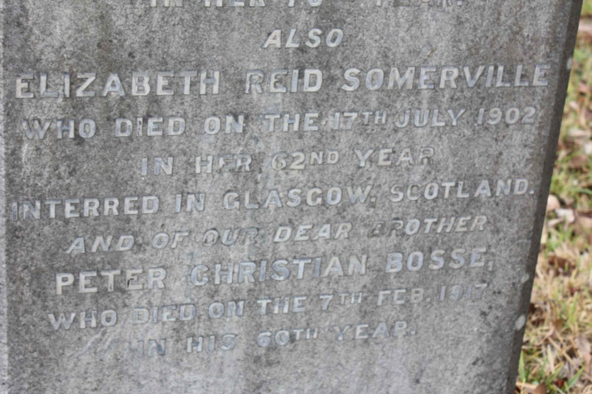 SOMERVILLE Elizabeth Reid -1902 :: BOSSE Peter Christian -1917