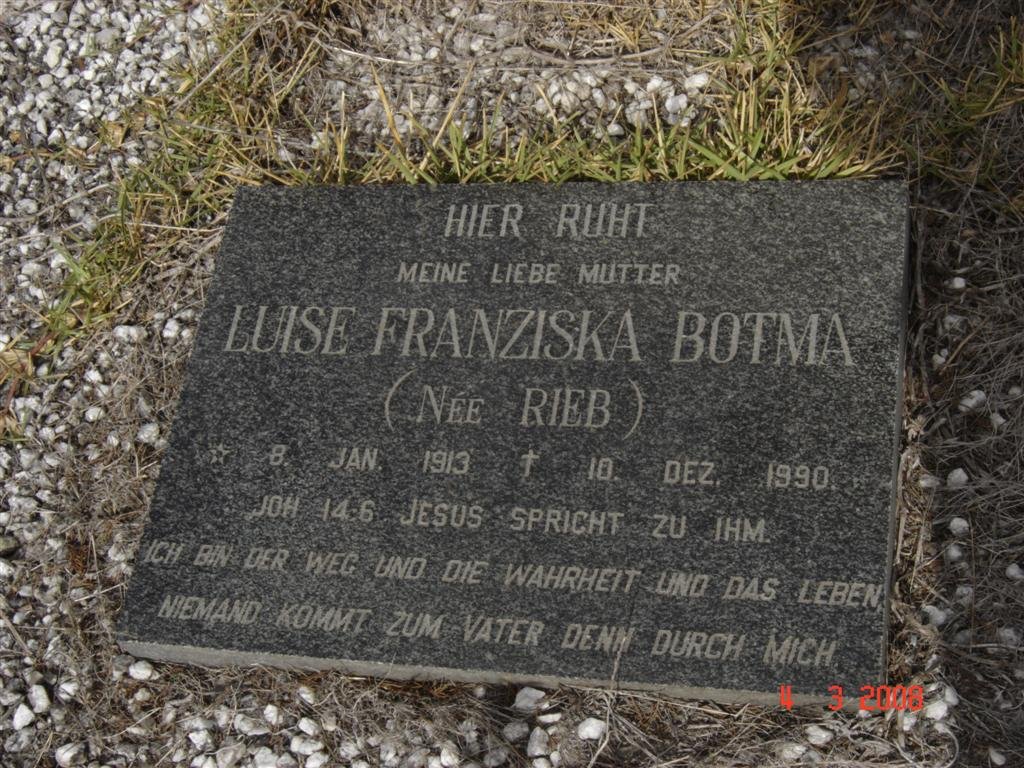 BOTMA Luise Franziska nee RIEB 1913-1990