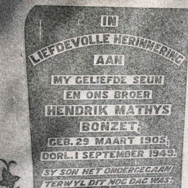 BONZET Hendrik Mathys 1905-1949