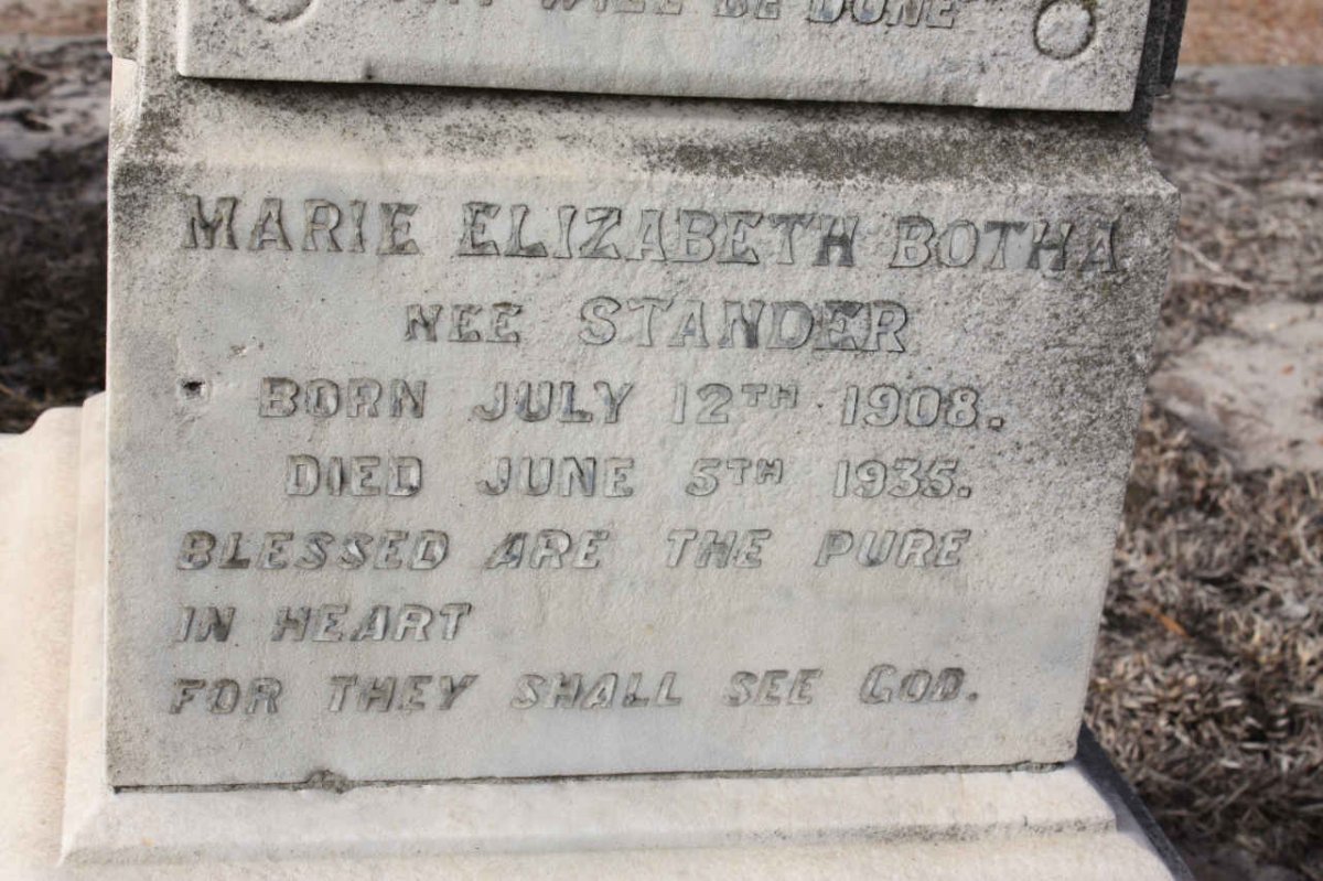 BOTHA Marie Elizabeth nee STANDER 1908-1935