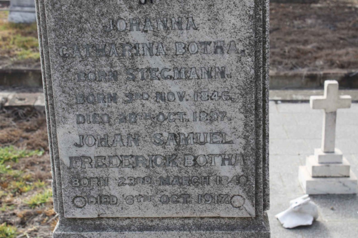 BOTHA  Johan Samuel Frederick 1840-1917 &amp; Johanna Catharina nee STEGMANN 1846-1897