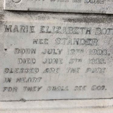 BOTHA Marie Elizabeth nee STANDER 1908-1935