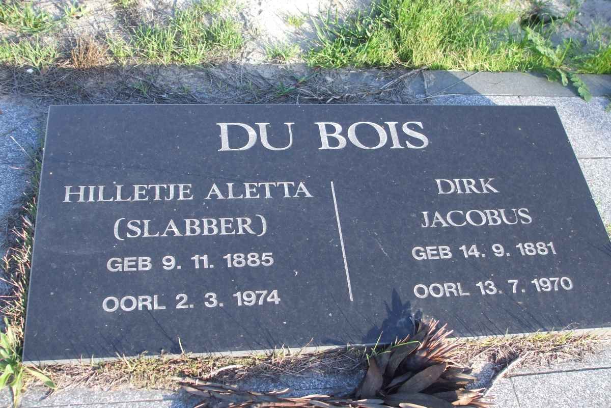 BOIS Dirk Jacobus, du 1881-1970 &amp; Hilletje Aletta SLABBER 1885-1974