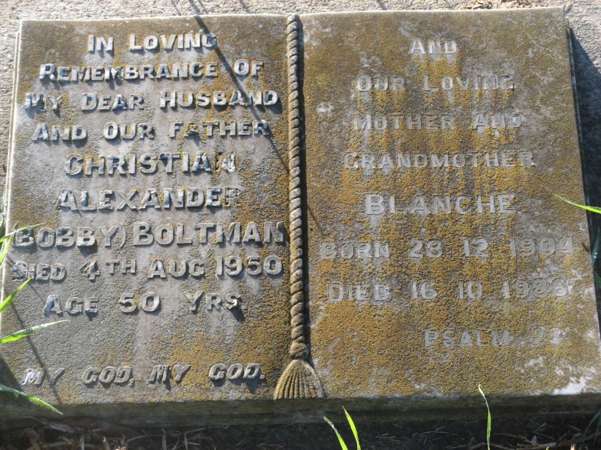 BOLTMAN Christian Alexander -1950 &amp; Blanche 1904-1986