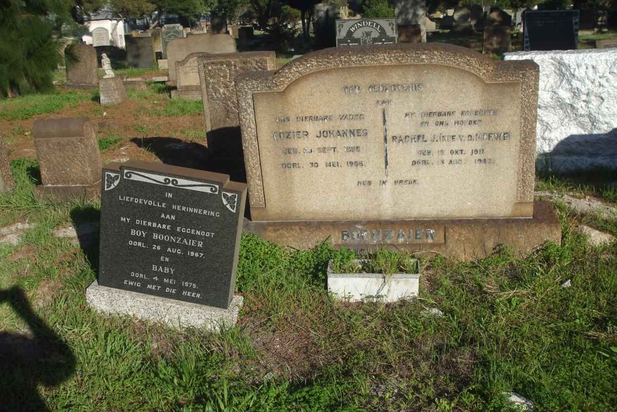 BOONZAIER ?ozier Johannes 1895-1965 &amp; Rachel J. VAN DER MERWE 1911-1942 :: BOONZAIER Boy -1967 &amp; Baby -1975