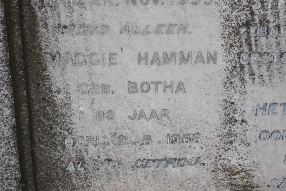 HAMMAN Maggie nee BOTHA -1969