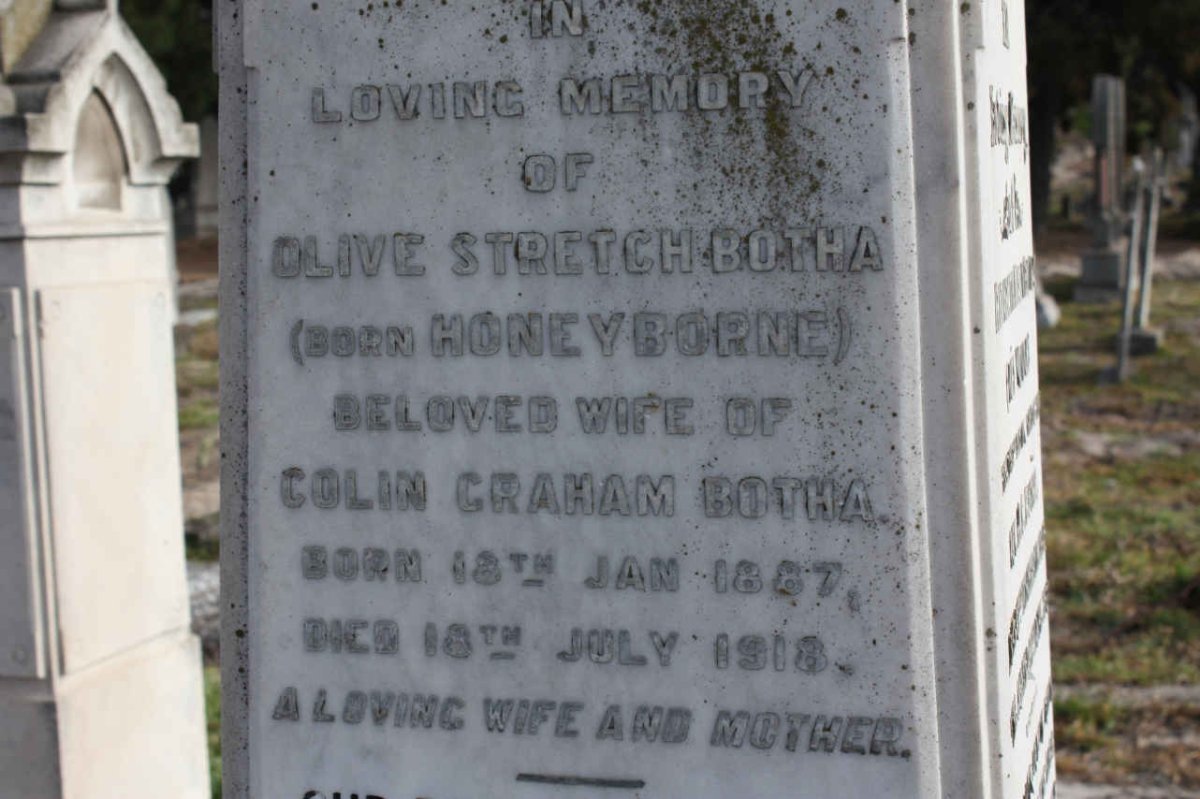 BOTHA Olive Strech nee HONEYBORNE 1887-1918