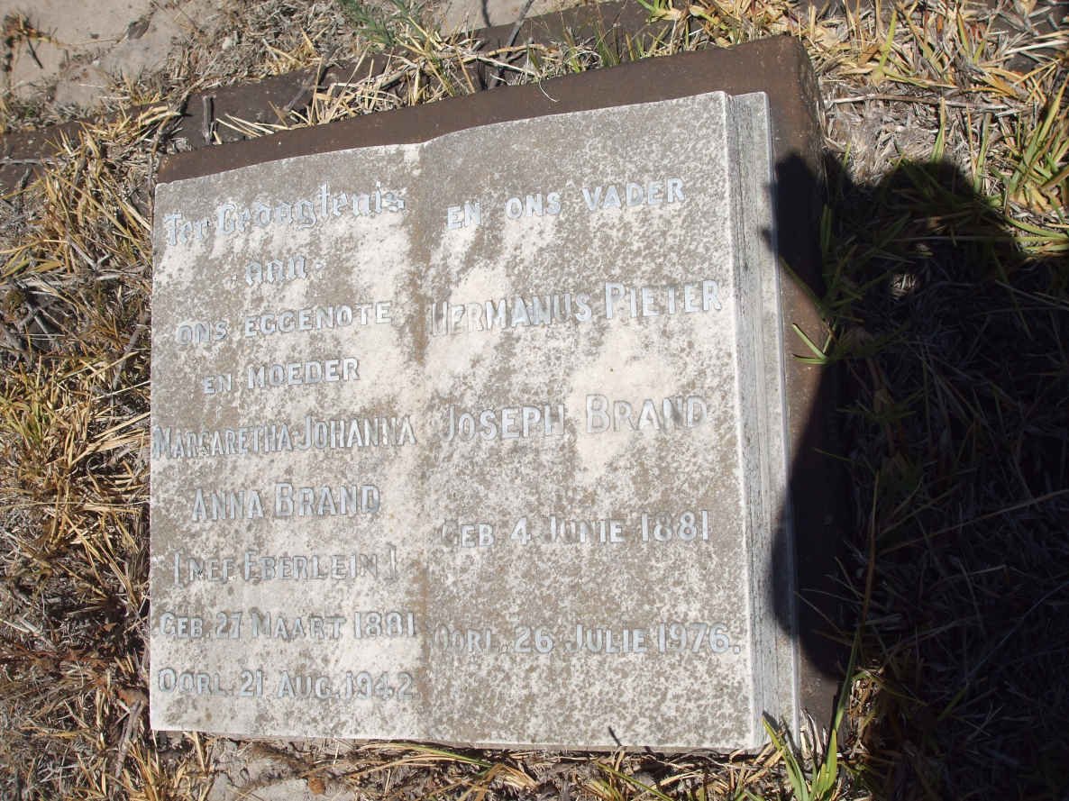 BRAND Hermanus Pieter Joseph 1881-1976 &amp; Margaretha Johanna Anna EBERLEIN 1881-1942