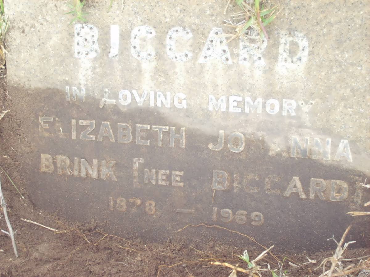 BRINK Elizabeth Johanna nee BICCARD 1878-1969