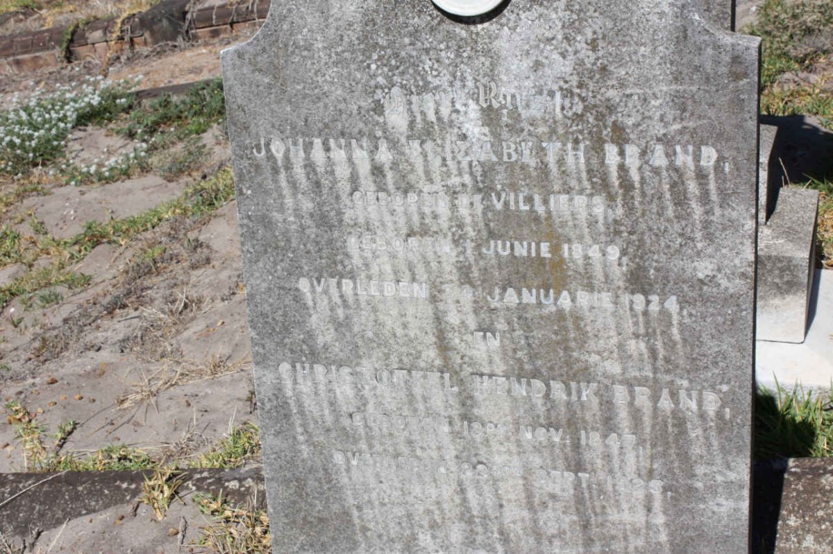 BRAND Christoffel Hendrik 1847-1923 &amp; Johanna Elizabeth DE VILLIERS 1849-1924