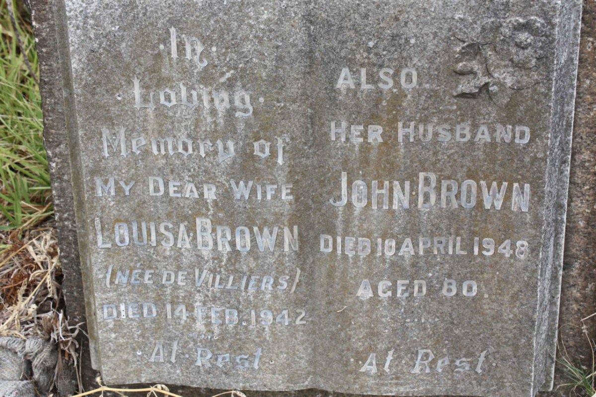 BROWN John -1948 &amp; Louisa De VILLIERS -1942