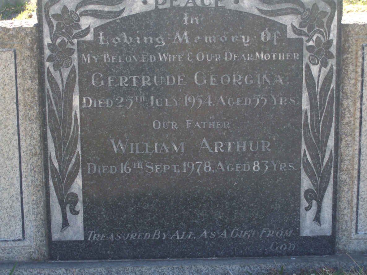 BROOKS William Arthur -1978 &amp; Gertrude Georgina -1954