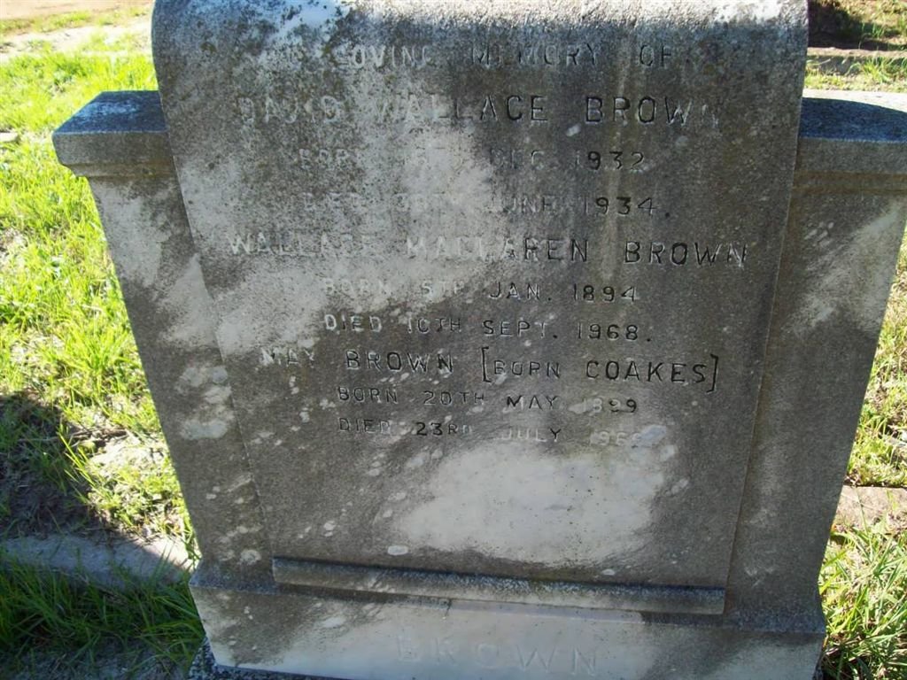 BROWN Wallace Maclafen 1894-1968 &amp; Mary COAKES 1899-1962 :: BROWN Davis Wallace 1932-1934