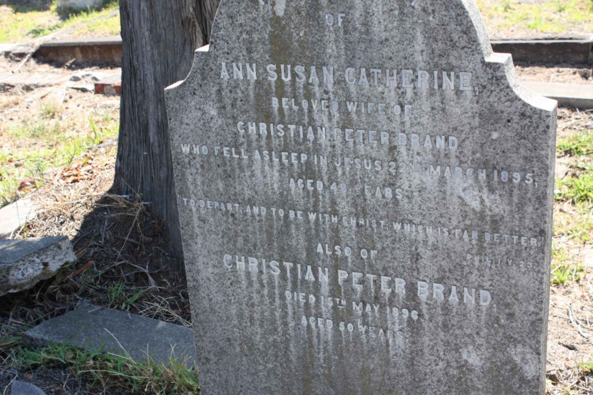 BRAND Christian Peter -1896 &amp; Ann Susan Cathrine -1895