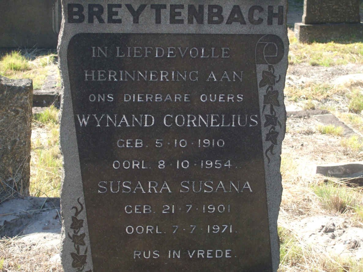 BREYTENBACH Wynand Cornelius 1910-1954 &amp;  Susara Susana 1901-1971