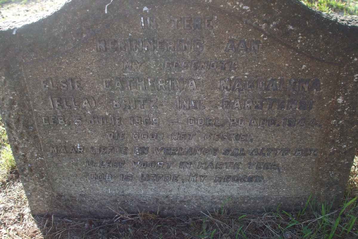 BRITZ Elsie Catherina Magdalena nee CARSTENS 1909-1944