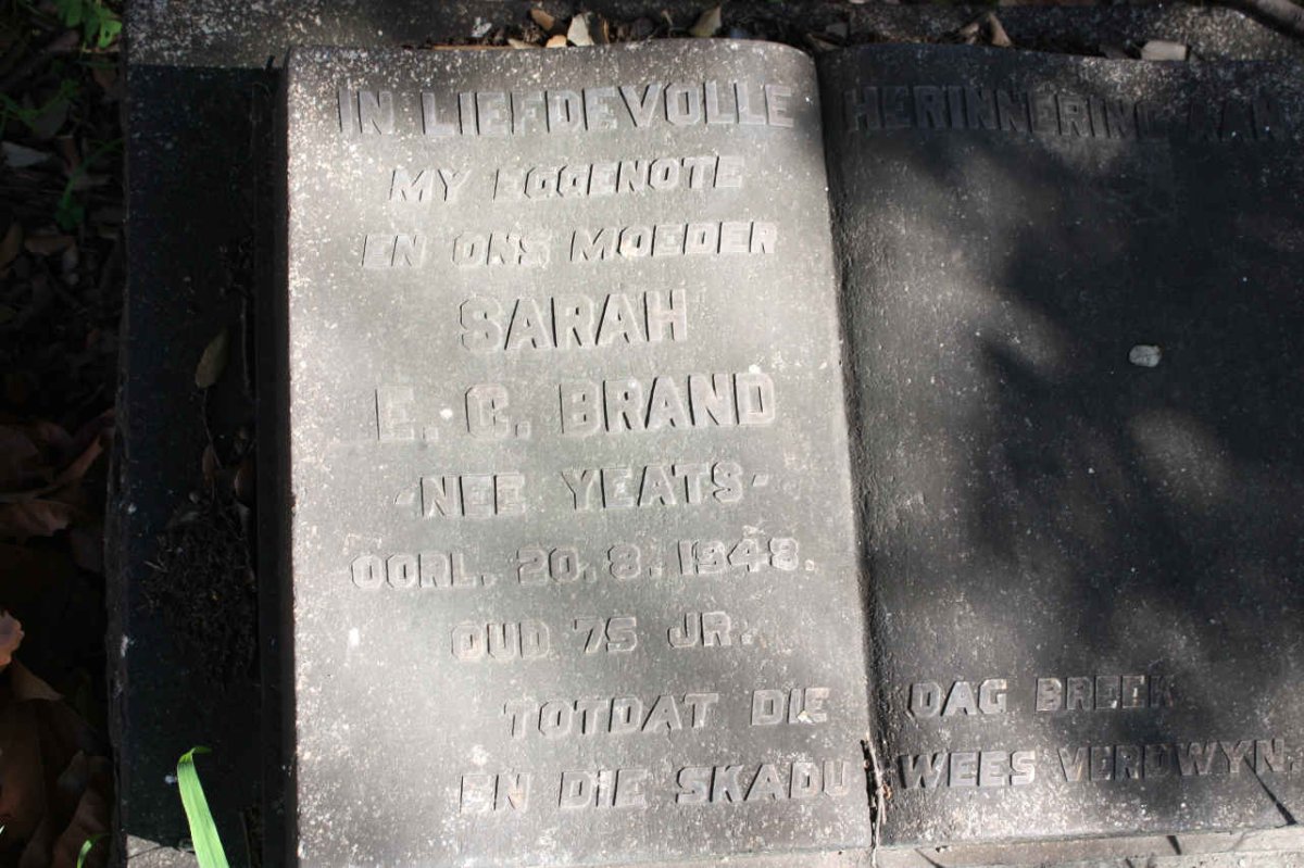 BRAND Sarah E.G. nee YEATS -1948