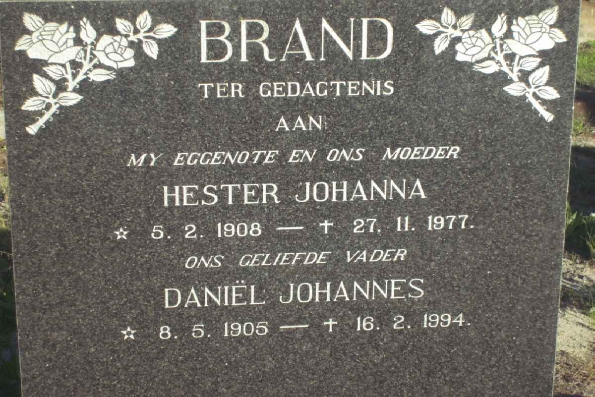 BRAND Daniel Johannes 1905-1994 &amp; Hester Johanna 1908-1977