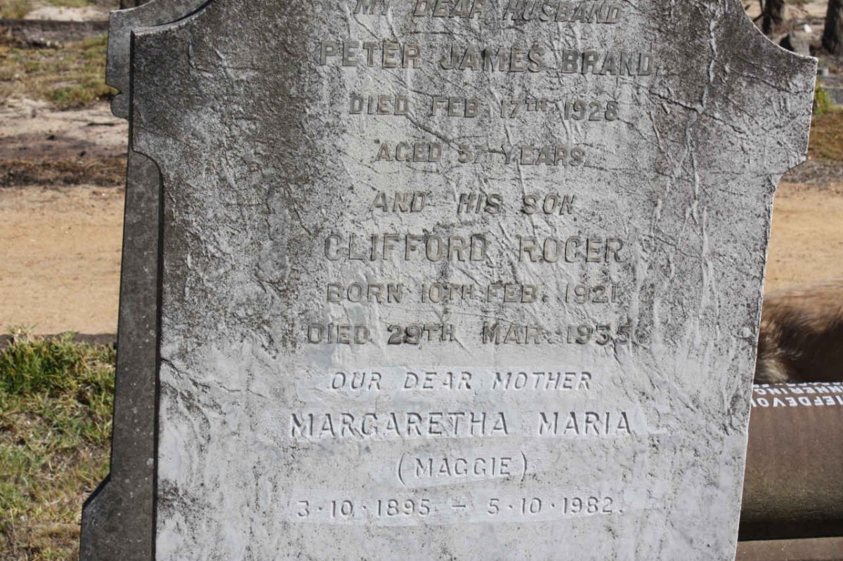 BRAND Peter James -1928 &amp; Margaretha Maria 1895-1982 :: BRAND Clifford Roger 1921-1935