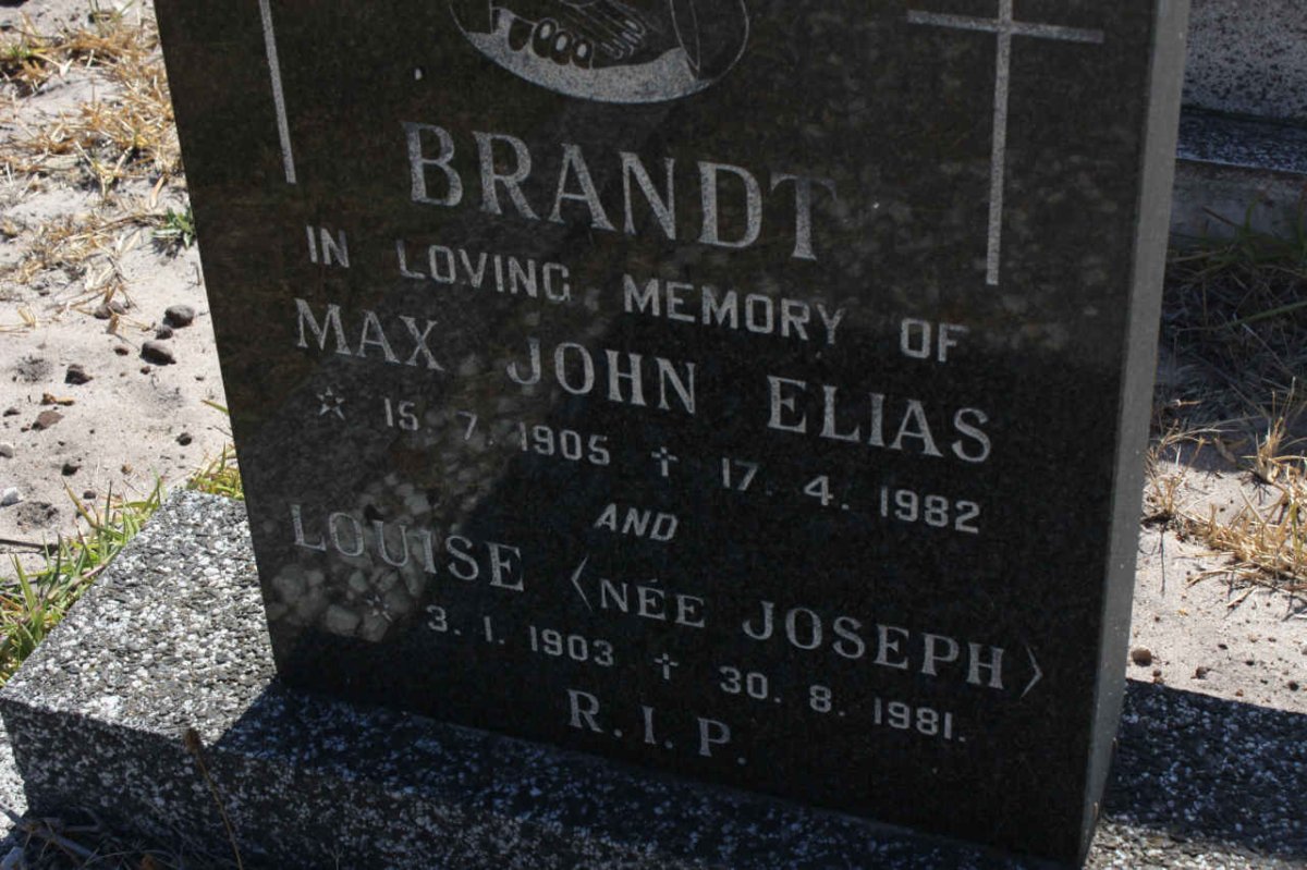 BRANDT Max John Elias 1905-1982 &amp; Louise JOSEPH 1903-1981