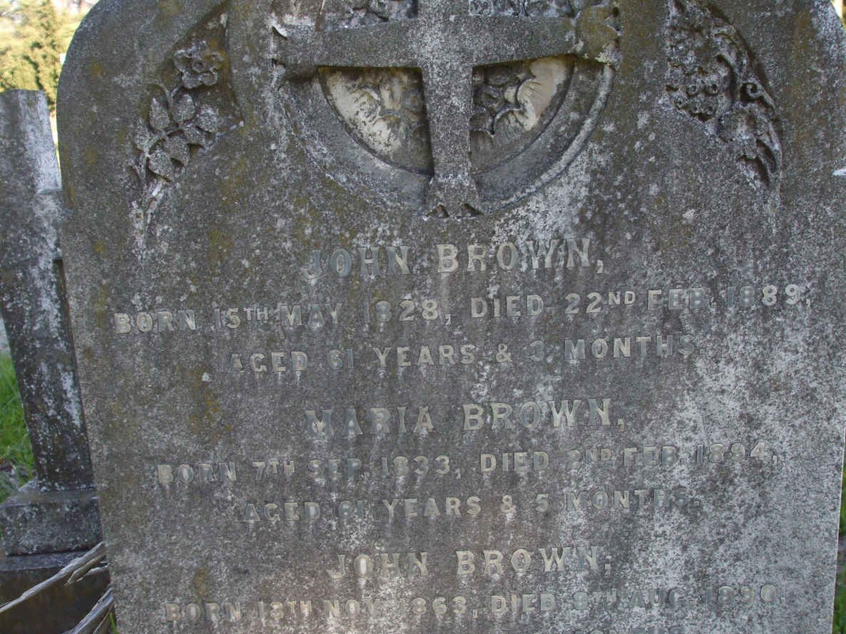 BROWN John 1828-1889 &amp; Maria 1833-1894