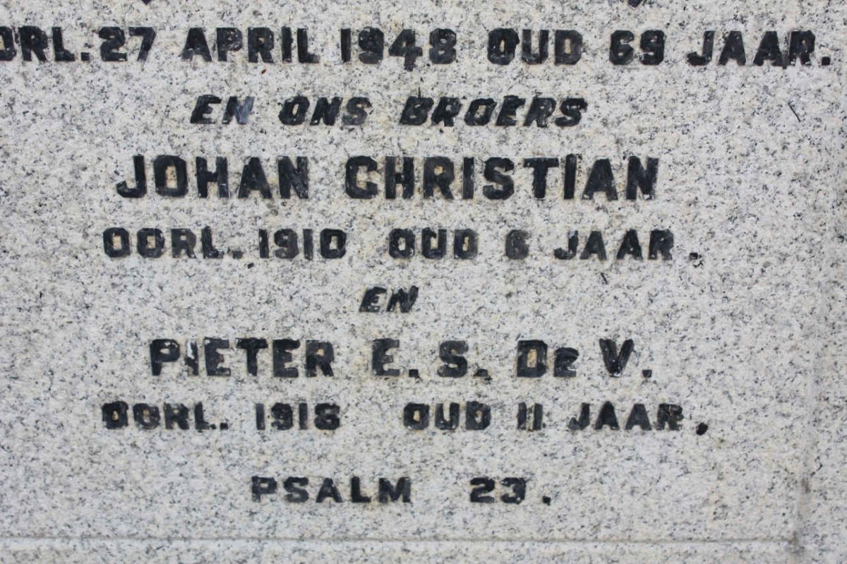BRäSLER Johan Christiaan -1910 :: BRäSLER Pieter E.S. De V. -1918