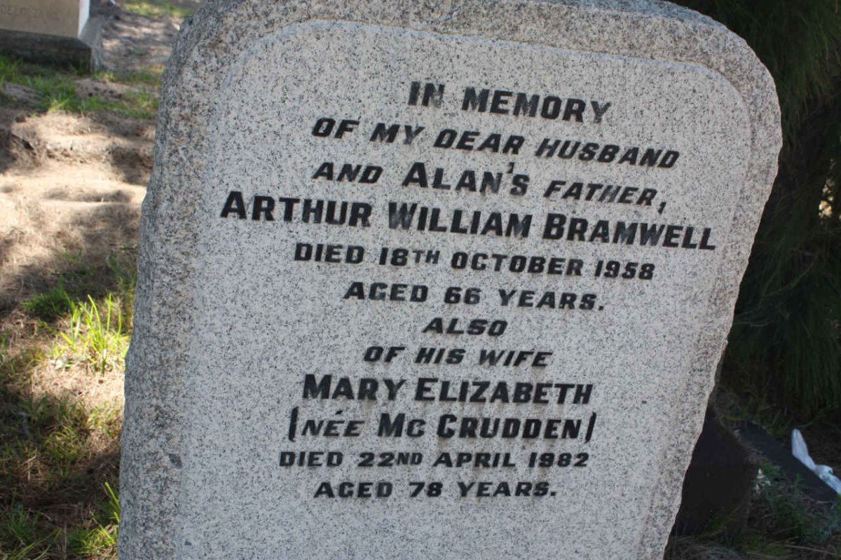 BRAMWELL Arthur William -1958 &amp; Mary Elizabeth Mc GRUDDEN -1982