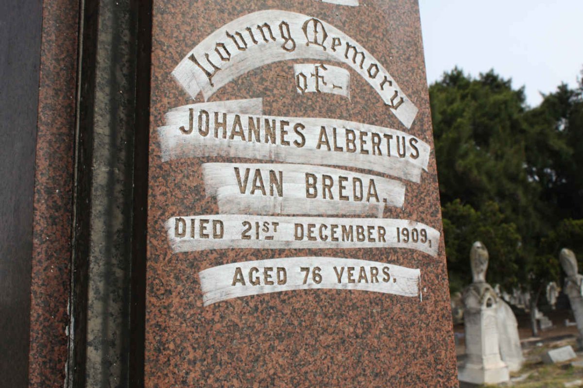 BREDA Johannes Albertus, van -1909