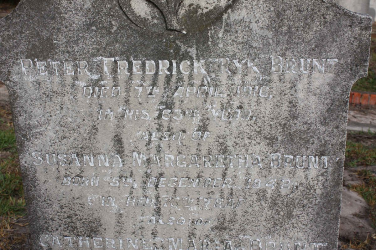BRUNT Peter Frederick Ryk -1916 &amp; Susanna Margaretha 1842-