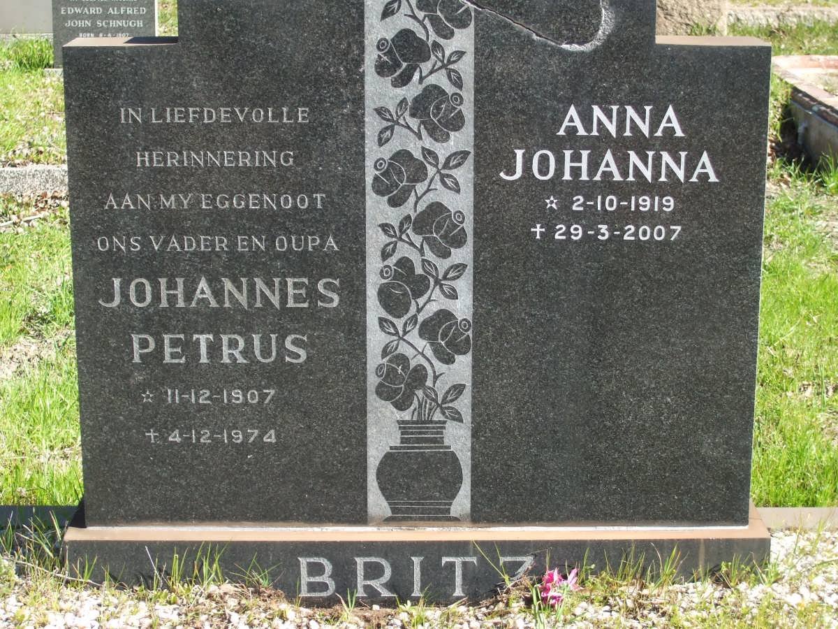 BRITZ Johannes Petrus 1907-1974 &amp; Anna Johanna 1919-2007