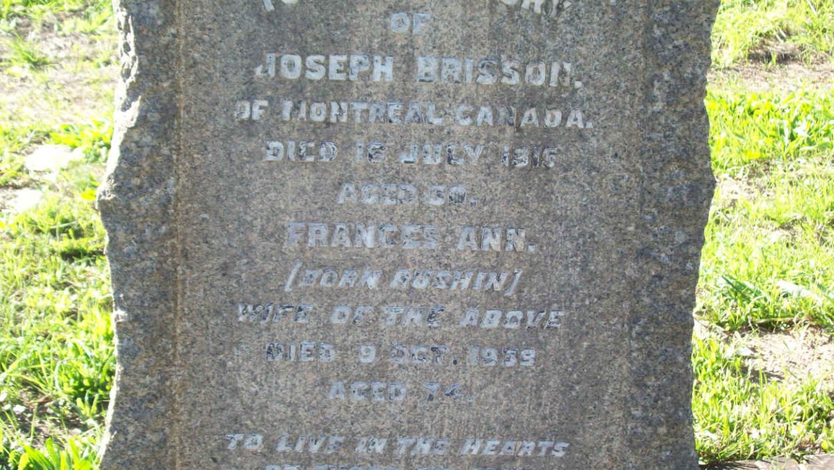 BRISSON Joseph  -1915 &amp; Frances Ann nee RUSHIN  -1939 