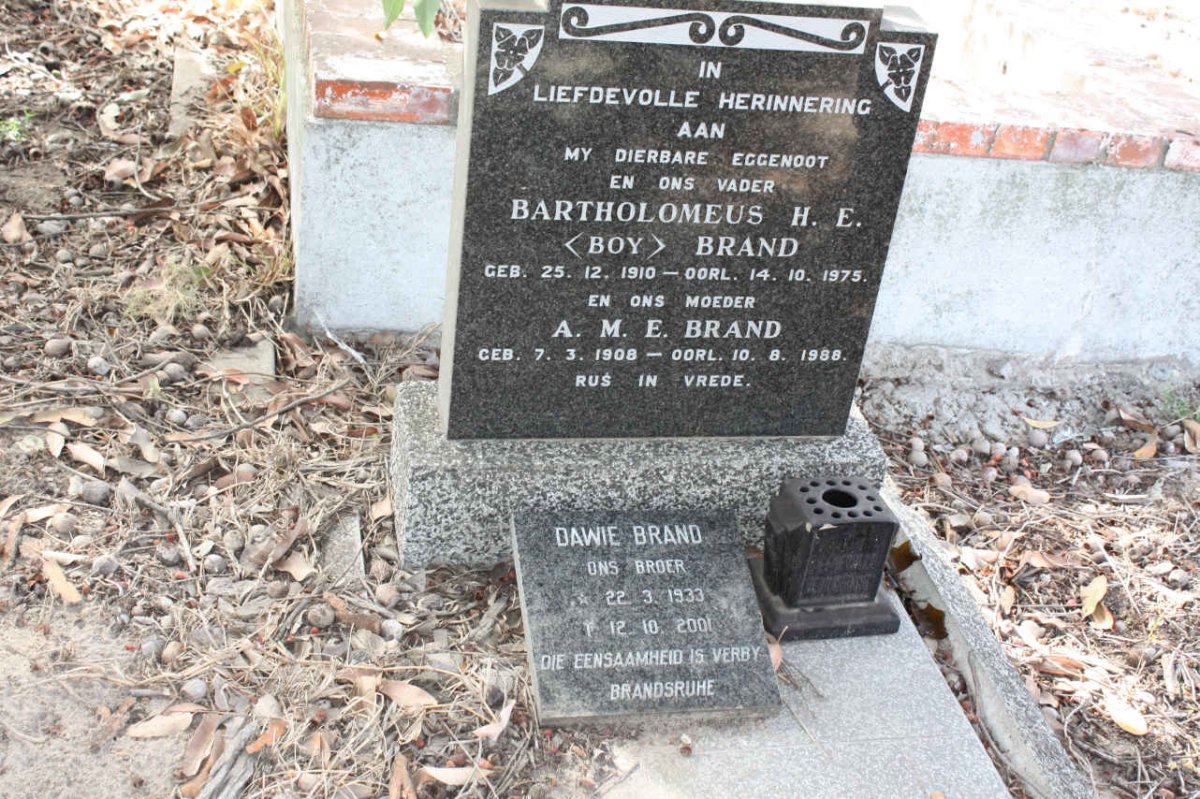 BRAND Bartholomeus H.E. 1910-1975 &amp; A.M.E. 1908-1988 :: BRAND Dawie 1933-2001