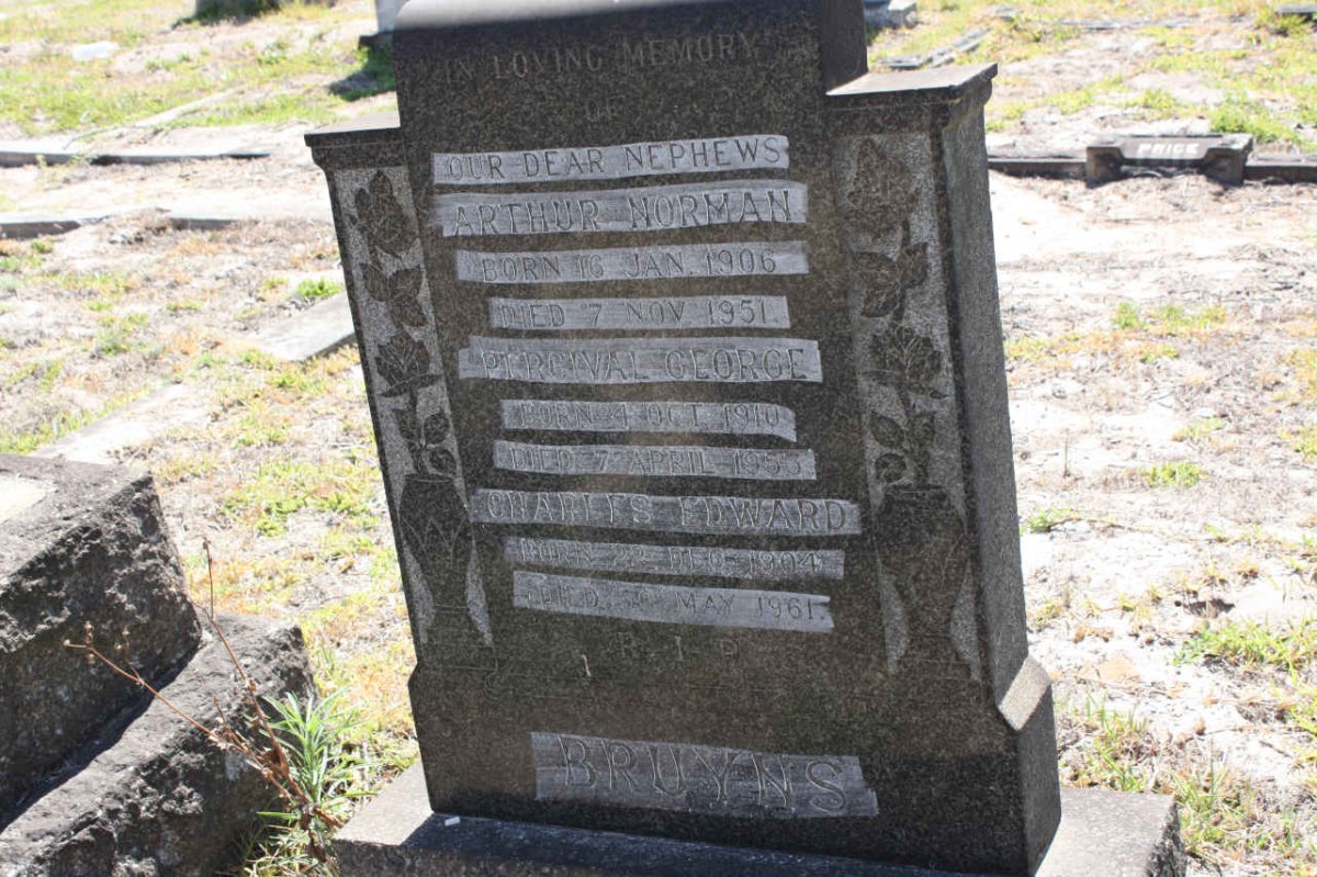BRUYNS Arthur Norman 1906-1951 :: BRUYNS Percival George 1910-1953 :: BRUYNS Charles Edward 1904-1961