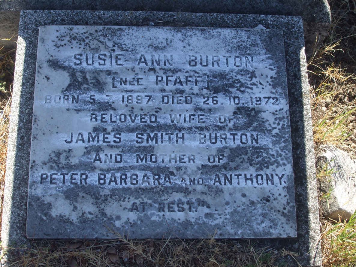 BURTON Susie Ann nee PFAFF 1897-1972