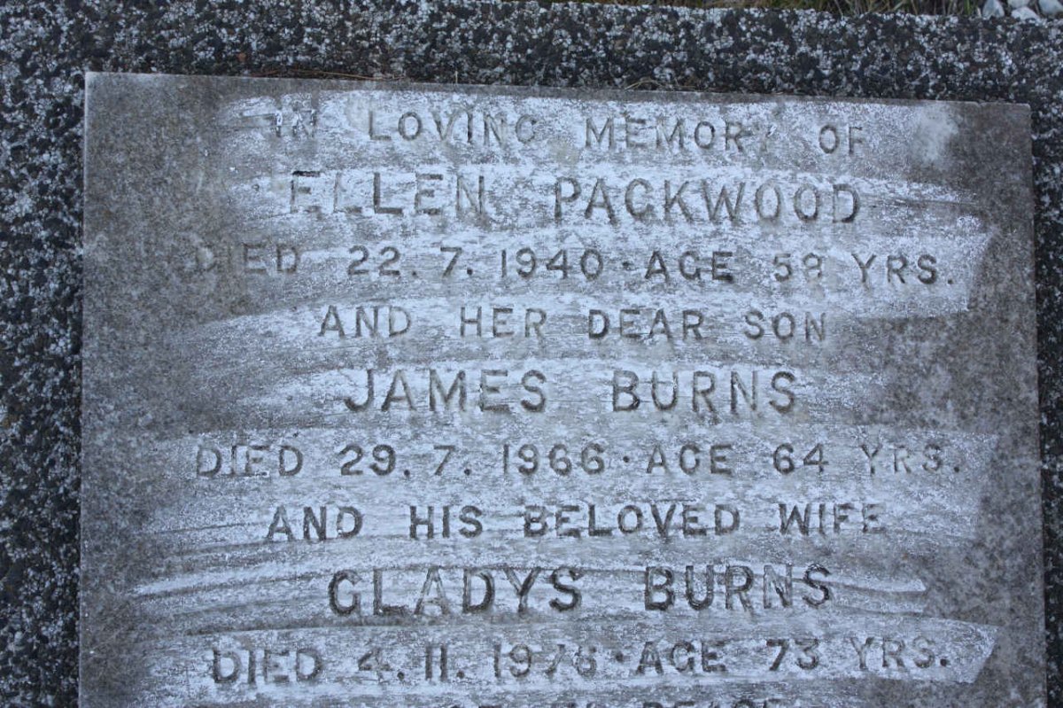 BURNS James -1966 &amp; Gladys 1978 :: PACKWOOD Ellen -1940