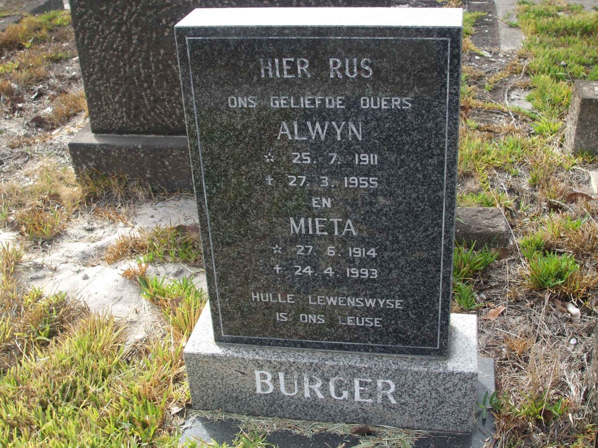 BURGER Alwyn 1911-1955 &amp; Mieta 1914-1993